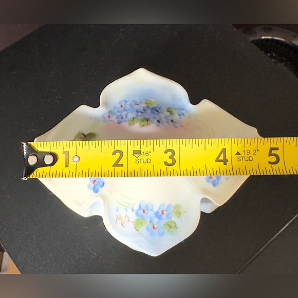 Antique RS Germany Trinket Dish Powder Jar Blue Flowers Hand Painted Signed M.S. - Picture 13 of 15